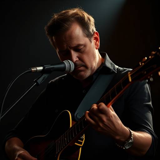 Creative portrait of a musician with dramatic lighting and shadows