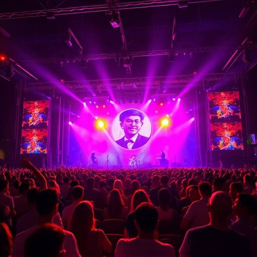 Image of a music festival with a vibrant stage and excited audience