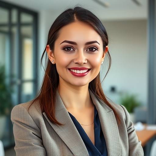 Professional headshot of a businesswoman in a modern office setting